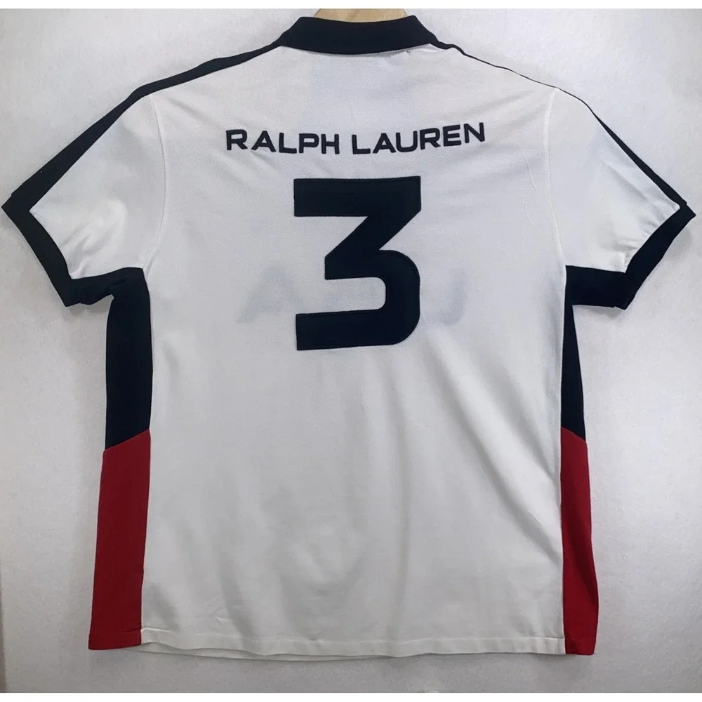 Polo Ralph Lauren USA Short Sleeve Polo Shirt  Men XXL White See Description C12